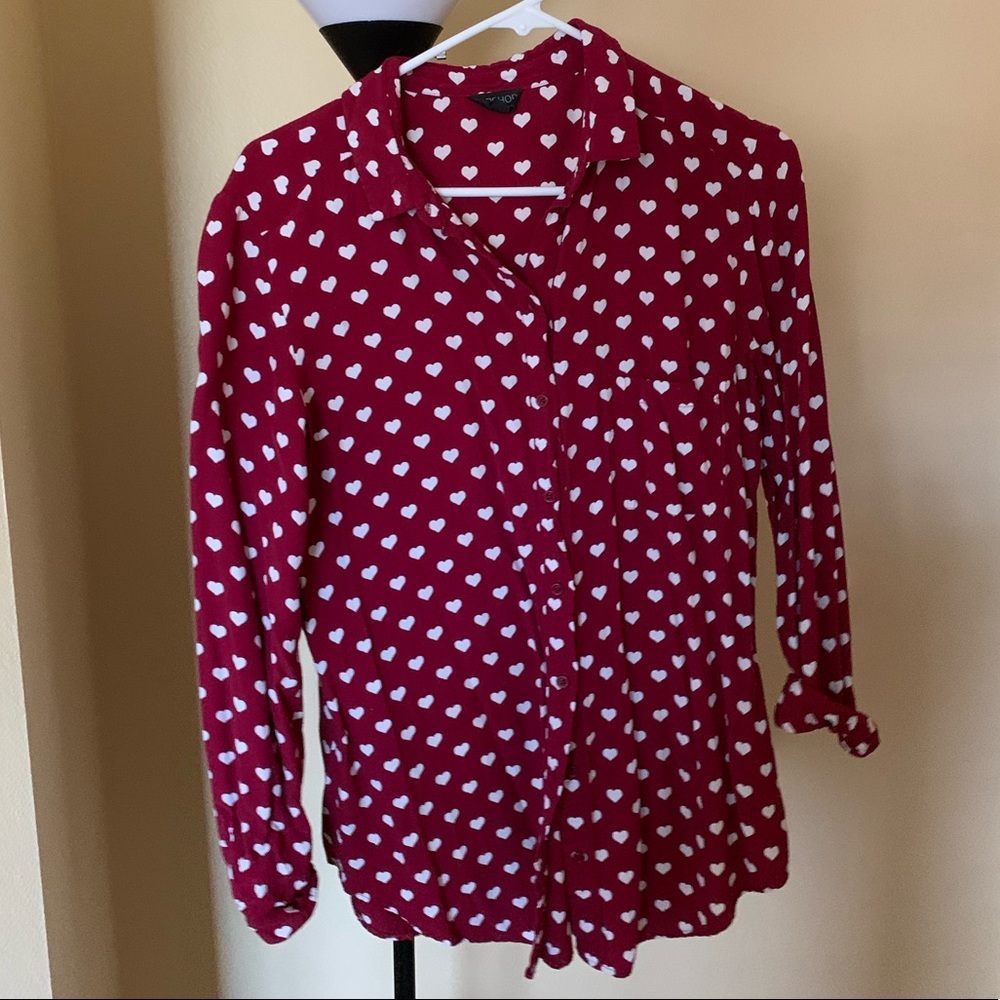 TOPSHOP Long-sleeve Heart Blouse